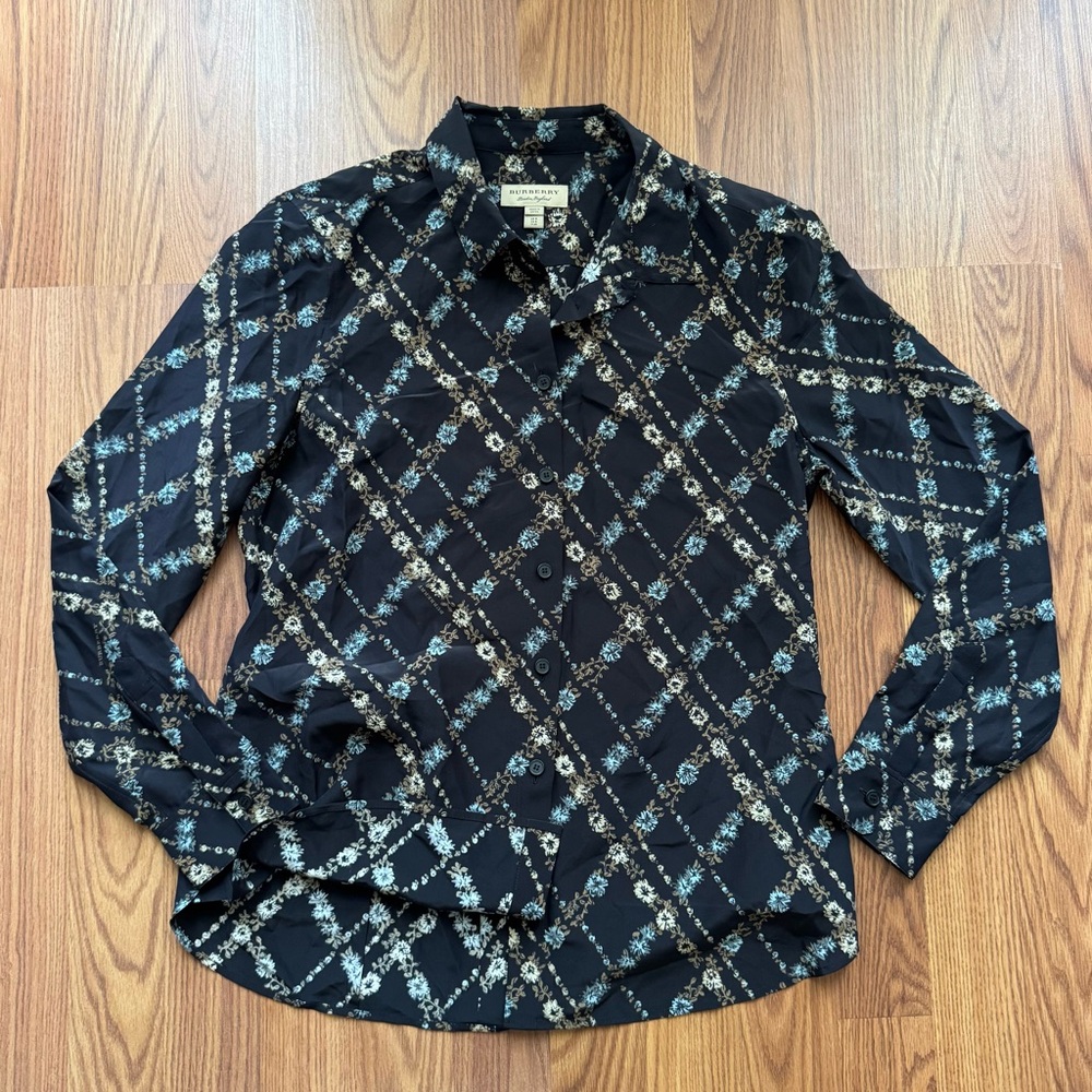 Burberry Silk Long Sleeve Button Down Blouse Size 6